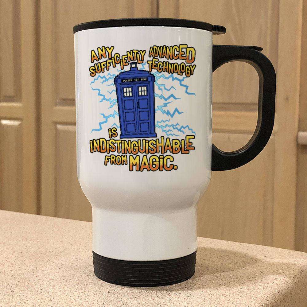 Designs by MyUtopia Shout Out:Technology Is Indistinguishable from Magic Stainless Steel Travel Mug