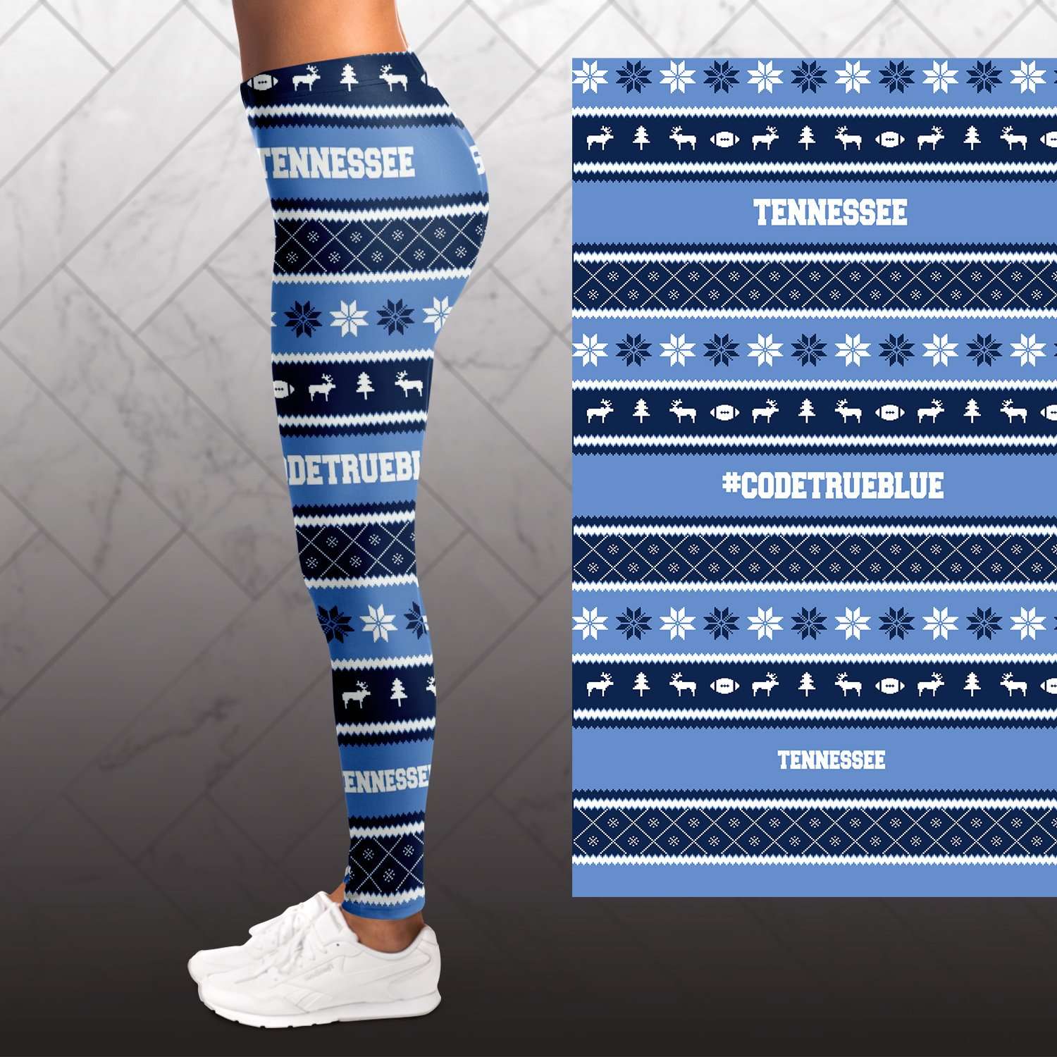 Tennessee Blue Titans Fan Ugly Christmas Sweater Style Leggings