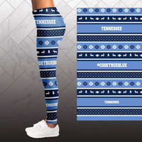 Load image into Gallery viewer, Designs by MyUtopia Shout Out:Tennessee Blue Titans Fan Ugly Christmas Sweater Style Leggings,Select Your Size / Blue,Leggings - AOP
