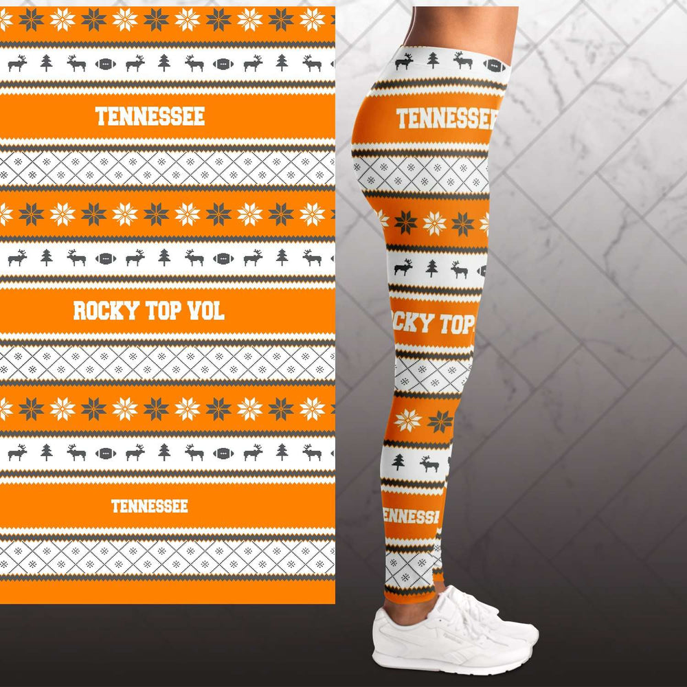 Designs by MyUtopia Shout Out:Tennessee Rocky Top Vol Ugly Christmas Style Womens Legging Pants