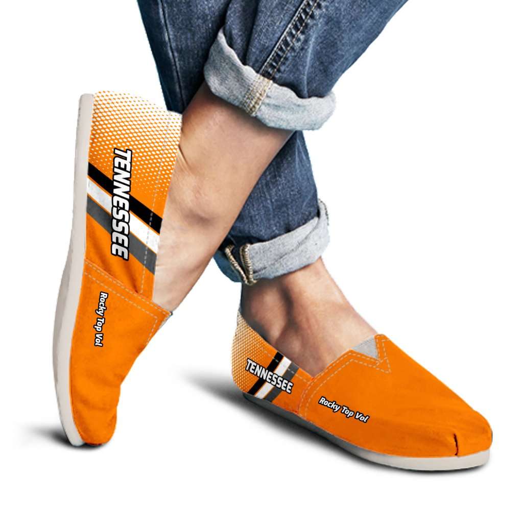 Designs by MyUtopia Shout Out:Tennessee Volunteers Fan Casual Canvas Slip on Shoes Women's Flats
