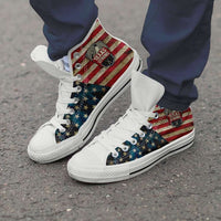 Load image into Gallery viewer, Designs by MyUtopia Shout Out:Texas Strong Canvas High Top Shoes,Men&#39;s / Men&#39;s US 8 (EU40) / Red/Off-White/Blue,High Top Sneakers
