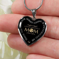 Load image into Gallery viewer, Designs by MyUtopia Shout Out:Thank You Mom For Always Loving and Encouraging Me Heart Pendant Necklace Optional Message Engraved on back Personalized Gift For Her
