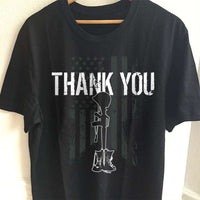 Load image into Gallery viewer, Designs by MyUtopia Shout Out:Thank You Veteran Adult Unisex Cotton Short Sleeve T-Shirt,S / Black,Adult Unisex T-Shirt
