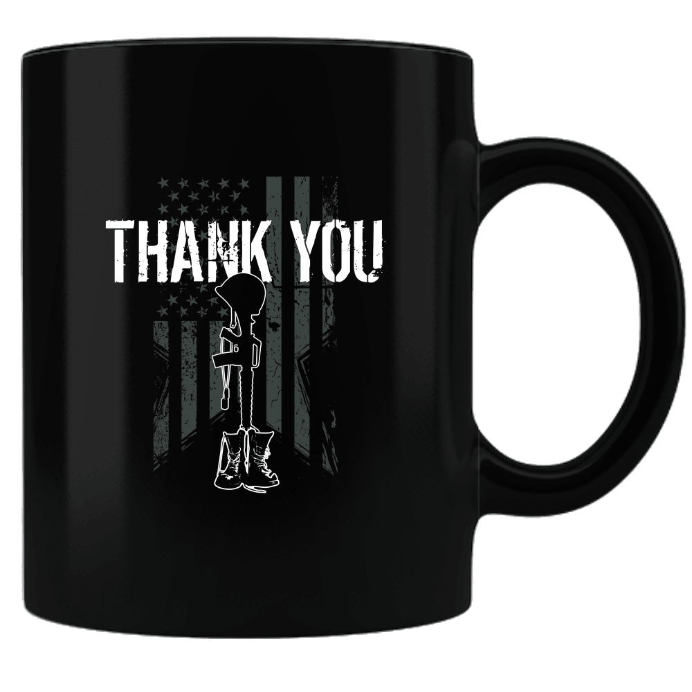 Designs by MyUtopia Shout Out:Thank You Veteran Black Ceramic Coffee Mug,Black,Ceramic Coffee Mug