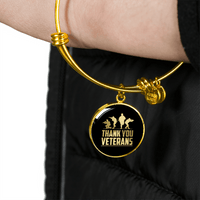 Load image into Gallery viewer, Designs by MyUtopia Shout Out:Thank You Veterans Personalized Engravable Keepsake Bangle Bracelet
