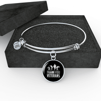 Load image into Gallery viewer, Designs by MyUtopia Shout Out:Thank You Veterans Personalized Engravable Keepsake Bangle Bracelet,Silver / No,Wire Bracelet
