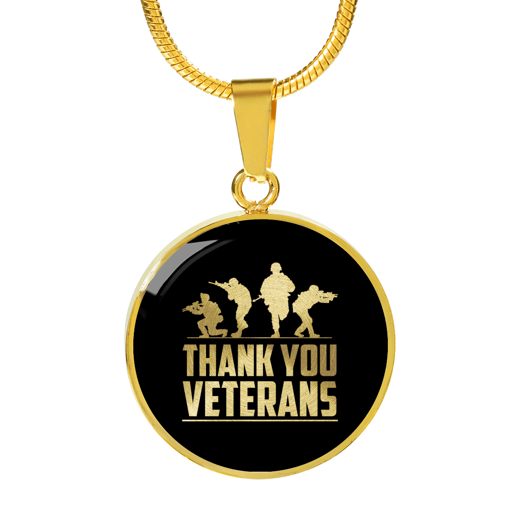 Designs by MyUtopia Shout Out:Thank You Veterans Personalized Engravable Keepsake Necklace,Luxury Necklace (Gold) / No,Necklace