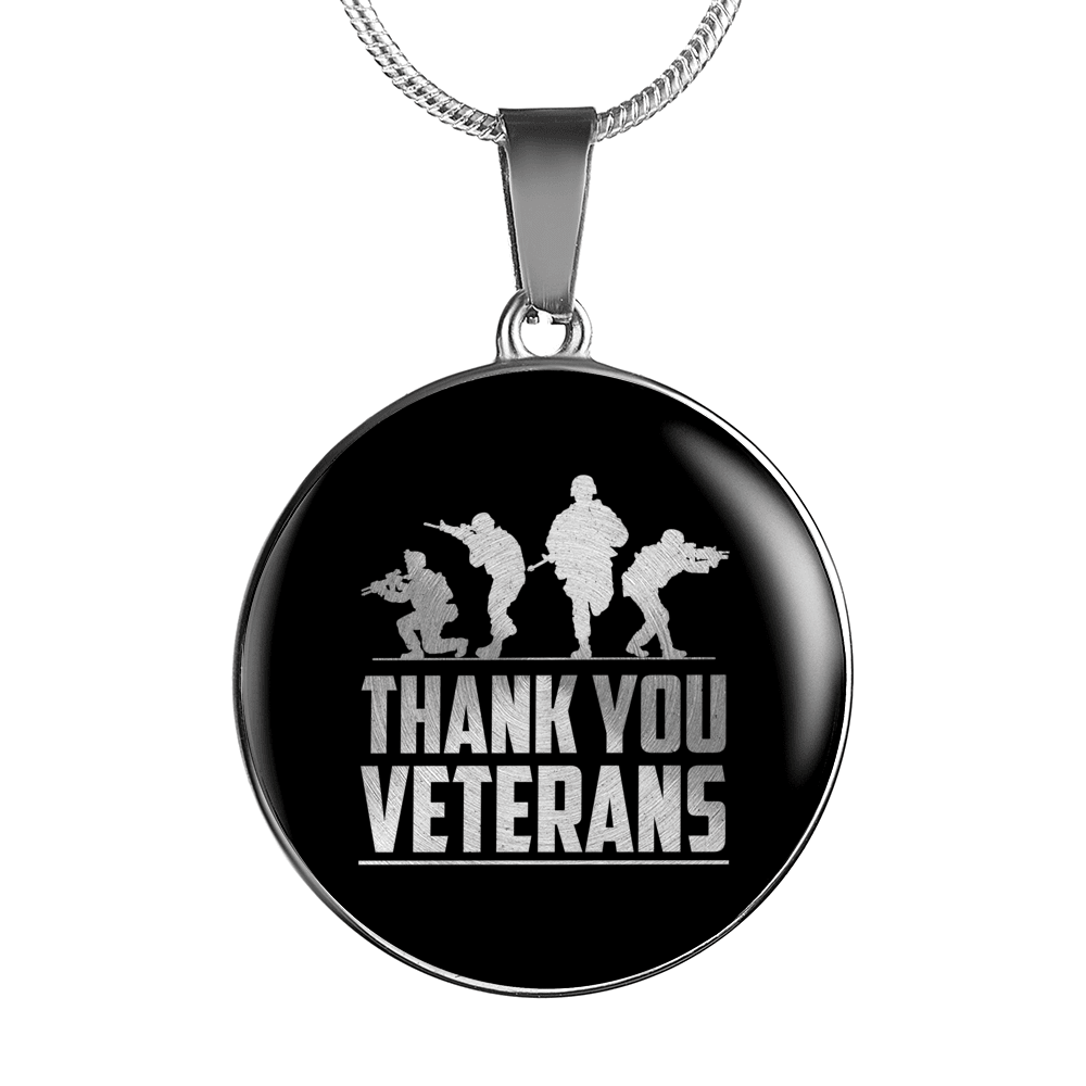 Designs by MyUtopia Shout Out:Thank You Veterans Personalized Engravable Keepsake Necklace,Luxury Necklace (Silver) / No,Necklace
