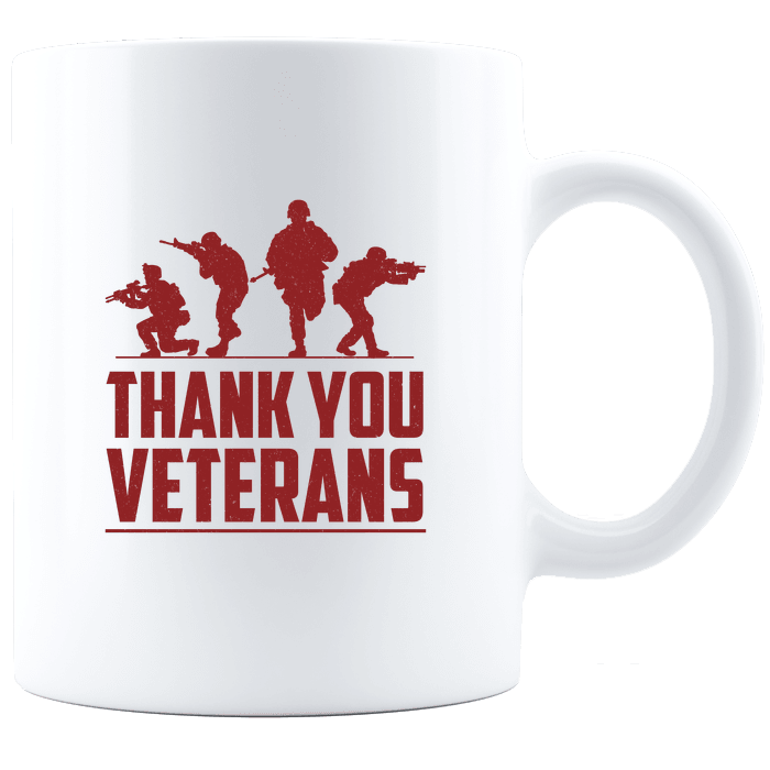 Designs by MyUtopia Shout Out:Thank You Veterans White Coffee Mug,White,Ceramic Coffee Mug