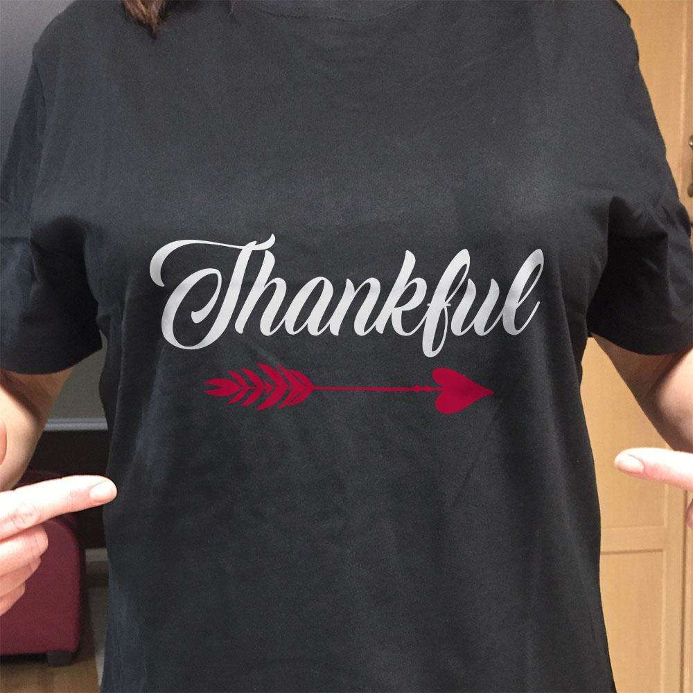 Designs by MyUtopia Shout Out:Thankful Arrow Adult Unisex Cotton Short Sleeve T-Shirt