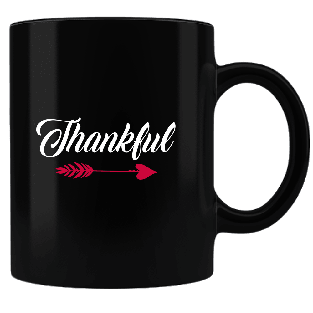 Designs by MyUtopia Shout Out:Thankful Arrow Ceramic Coffee Mug,Black,Ceramic Coffee Mug