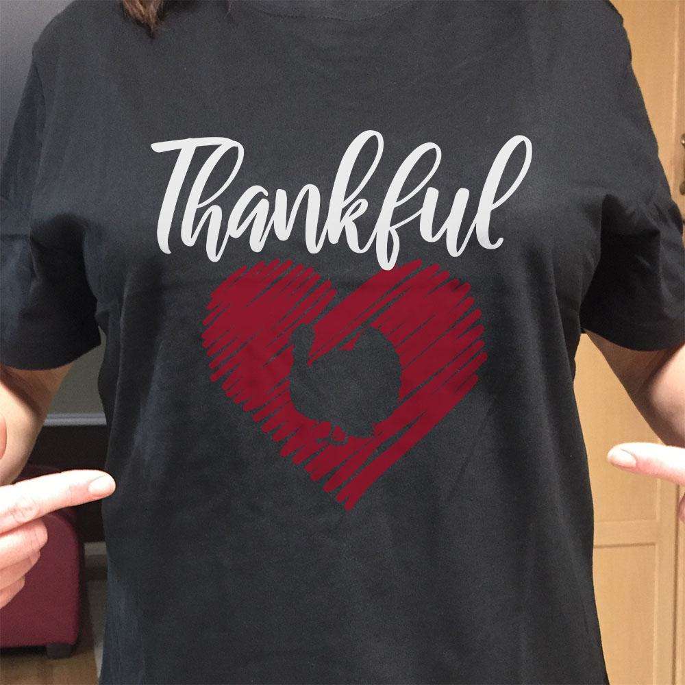 Designs by MyUtopia Shout Out:Thankful Heart Adult Unisex Cotton Short Sleeve T-Shirt