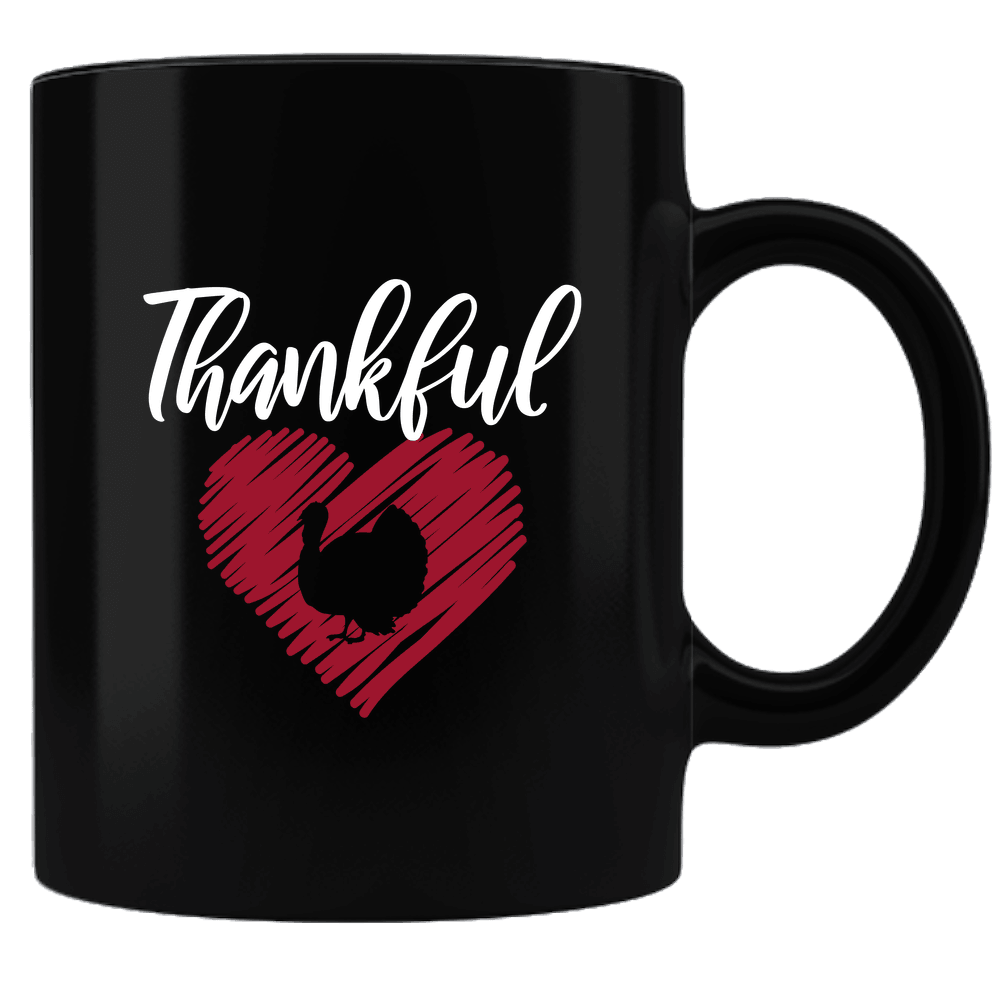 Designs by MyUtopia Shout Out:Thankful Heart Black Ceramic Coffee Mug,Black,Ceramic Coffee Mug