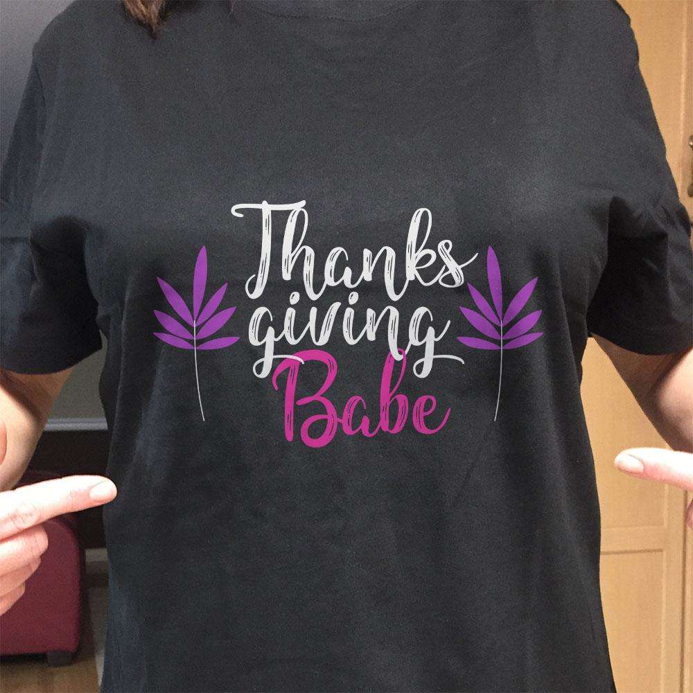 Designs by MyUtopia Shout Out:Thanksgiving Babe Adult Unisex Cotton Short Sleeve T-Shirt
