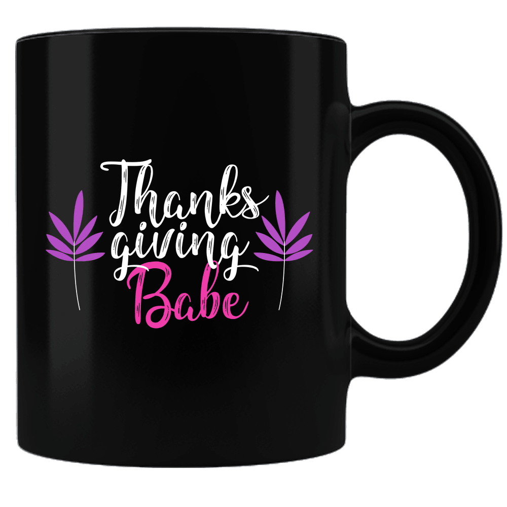 Designs by MyUtopia Shout Out:Thanksgiving Babe Black Ceramic Coffee Mug,Black,Ceramic Coffee Mug