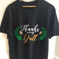 Load image into Gallery viewer, Designs by MyUtopia Shout Out:Thanksgiving Y&#39;all Adult Unisex Cotton Short Sleeve T-Shirt,S / Black,Adult Unisex T-Shirt
