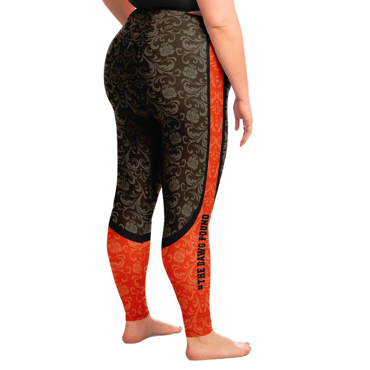 Designs by MyUtopia Shout Out:The Dawg Pound Cleveland Football Fan Ladies Plus Size  Fashion Leggings,Select Your Size,Plus Size Legging - AOP