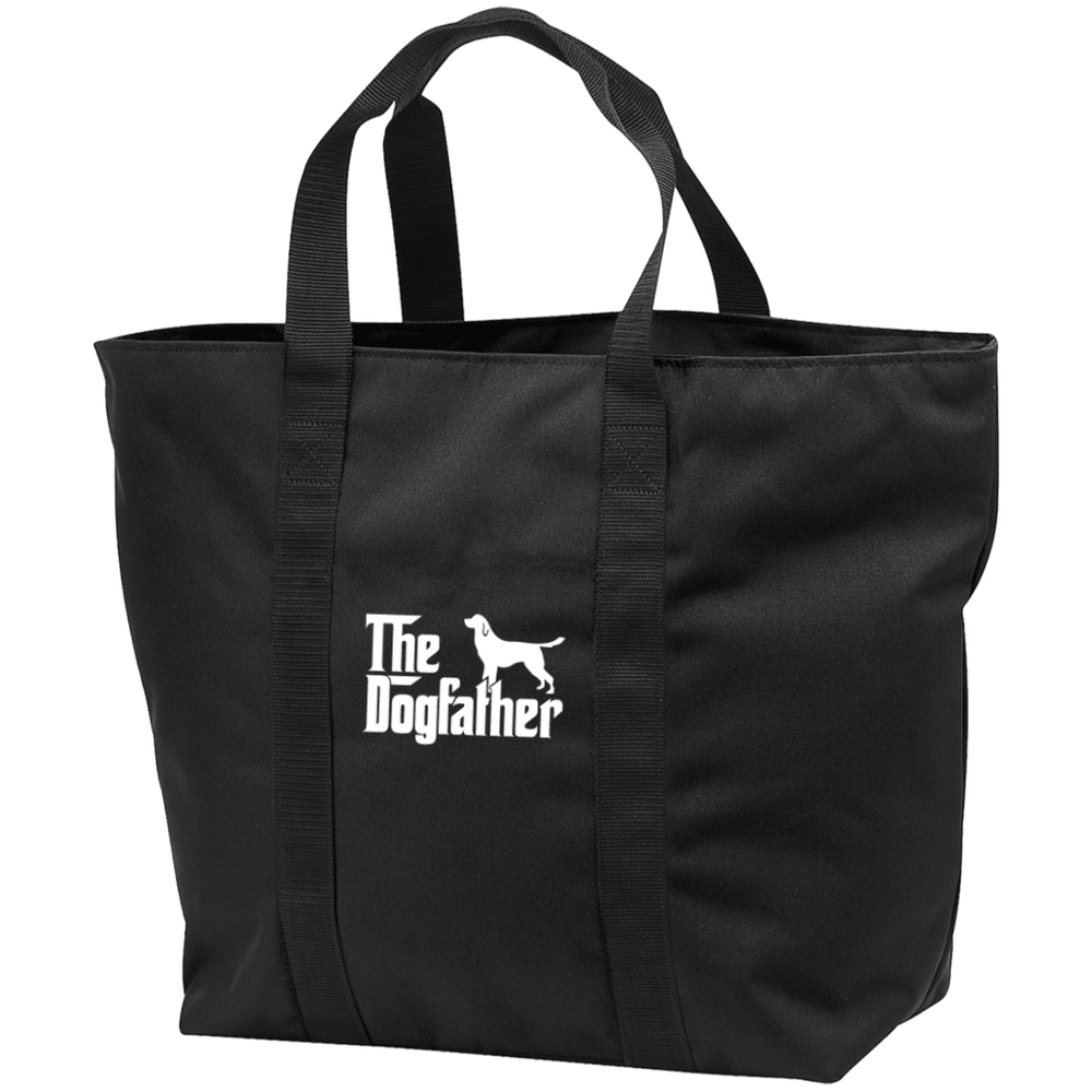 Designs by MyUtopia Shout Out:The Dog Father Embroidered All Purpose Tote Bag,Black/Black / One Size,Reusable Fabric Shopping Tote Bag