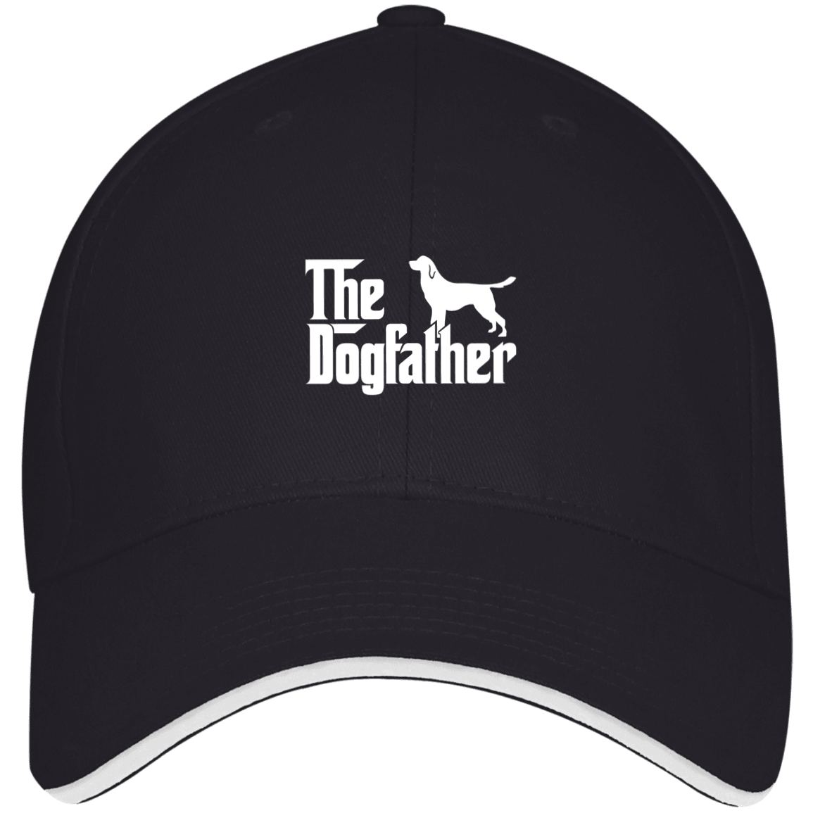 Designs by MyUtopia Shout Out:The Dog Father Embroidered Twill Baseball Cap With Sandwich Visor,Navy/White / One Size,Hats