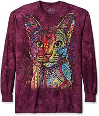 Load image into Gallery viewer, Designs by MyUtopia Shout Out:The Mountain Abyssinian Dean Russo Wearable Art,Long Sleeve / Purple / Small,Adult Unisex T-Shirt
