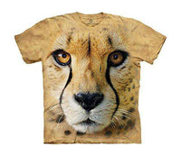 Load image into Gallery viewer, Designs by MyUtopia Shout Out:The Mountain Big Face Cheetah Endanger USA T-Shirt,Sand / Small,Adult Unisex T-Shirt
