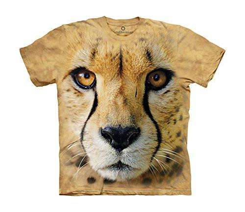 Designs by MyUtopia Shout Out:The Mountain Big Face Cheetah Endanger USA T-Shirt,Sand / Small,Adult Unisex T-Shirt
