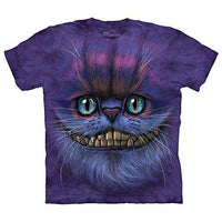 Load image into Gallery viewer, Designs by MyUtopia Shout Out:The Mountain Big Face Cheshire Cat T-Shirt,Purple / Medium,Adult Unisex T-Shirt

