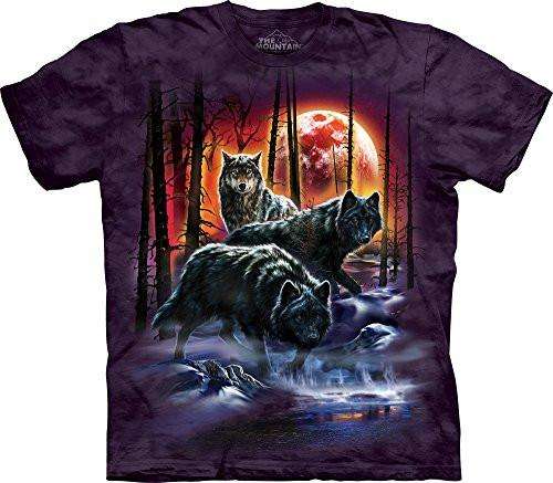 Designs by MyUtopia Shout Out:The Mountain Fire And Ice Wolves T-Shirt,Purple / Small,Adult Unisex T-Shirt