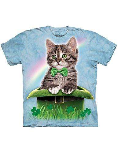 Designs by MyUtopia Shout Out:The Mountain Irish Kitten in Hat Novelty T-Shirt,Blue / Small,Adult Unisex T-Shirt