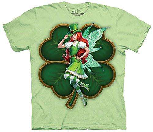 Designs by MyUtopia Shout Out:The Mountain St. Patricks Day Irish Fairy Novelty T-Shirt,Light Green / Small,Adult Unisex T-Shirt