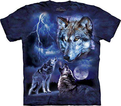 Designs by MyUtopia Shout Out:The Mountain Wolves Of The Storm T-Shirt,Blue / Small,Adult Unisex T-Shirt