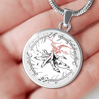 Load image into Gallery viewer, Designs by MyUtopia Shout Out:The One Ring Lonely Mountain,Necklace w/ adjustable snake-chain / Silver,Necklace
