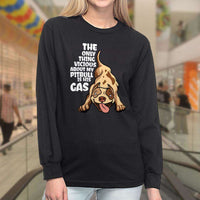 Load image into Gallery viewer, Designs by MyUtopia Shout Out:The Only Thing Vicious About My Pitbull Is His Gas Adult Long Sleeve Tee
