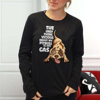 Load image into Gallery viewer, Designs by MyUtopia Shout Out:The Only Thing Vicious About My Pitbull Is His Gas Adult Long Sleeve Tee
