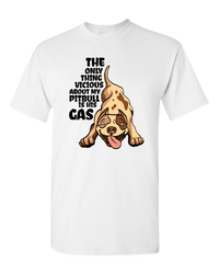 Load image into Gallery viewer, Designs by MyUtopia Shout Out:The Only Thing Vicious About My Pitbull Is His Gas Adult Unisex T-Shirt,White / S,Adult Unisex T-Shirt
