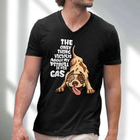 Load image into Gallery viewer, Designs by MyUtopia Shout Out:The Only Thing Vicious About My Pitbull Is His Gas Adult Unisex V Neck Tee
