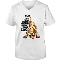 Load image into Gallery viewer, Designs by MyUtopia Shout Out:The Only Thing Vicious About My Pitbull Is His Gas Adult Unisex V Neck Tee,White / S,Ladies T-Shirts

