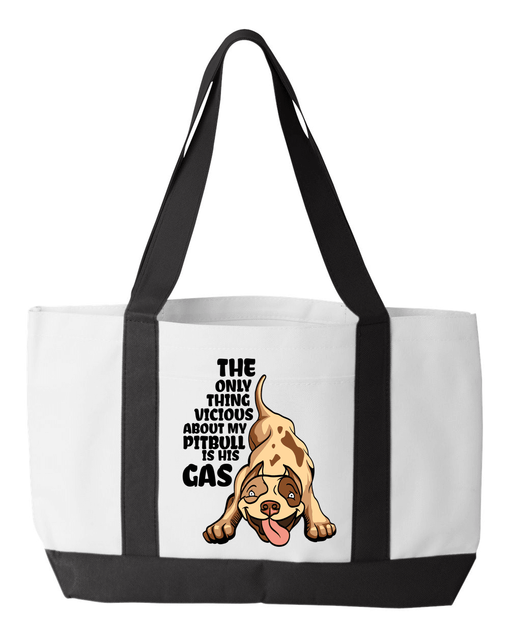 Designs by MyUtopia Shout Out:The Only Thing Vicious About My Pitbull Is His Gas Canvas Totebag Gym / Beach / Pool Gear Bag,White,Gym Totebag