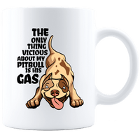 Load image into Gallery viewer, Designs by MyUtopia Shout Out:The Only Thing Vicious About My Pitbull Is His Gas Ceramic White Coffee Mug,11oz / White,Ceramic Coffee Mug
