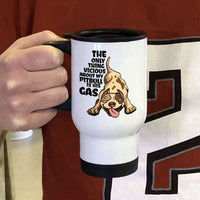 Load image into Gallery viewer, Designs by MyUtopia Shout Out:The Only Thing Vicious About My Pitbull Is His Gas Stainless Steel Travel Mug
