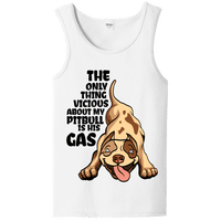 Load image into Gallery viewer, Designs by MyUtopia Shout Out:The Only Thing Vicious About My Pitbull Is His Gas Unisex Tank Top,S / White,Tank Tops
