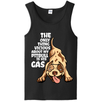 Load image into Gallery viewer, Designs by MyUtopia Shout Out:The Only Thing Vicious About My Pitbull Is His Gas Unisex Tank Top,S / Black,Tank Tops
