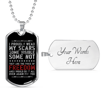 Load image into Gallery viewer, Designs by MyUtopia Shout Out:The Price of Freedom Personalized Engravable Keepsake Dog Tag,Silver / Yes,Dog Tag Necklace

