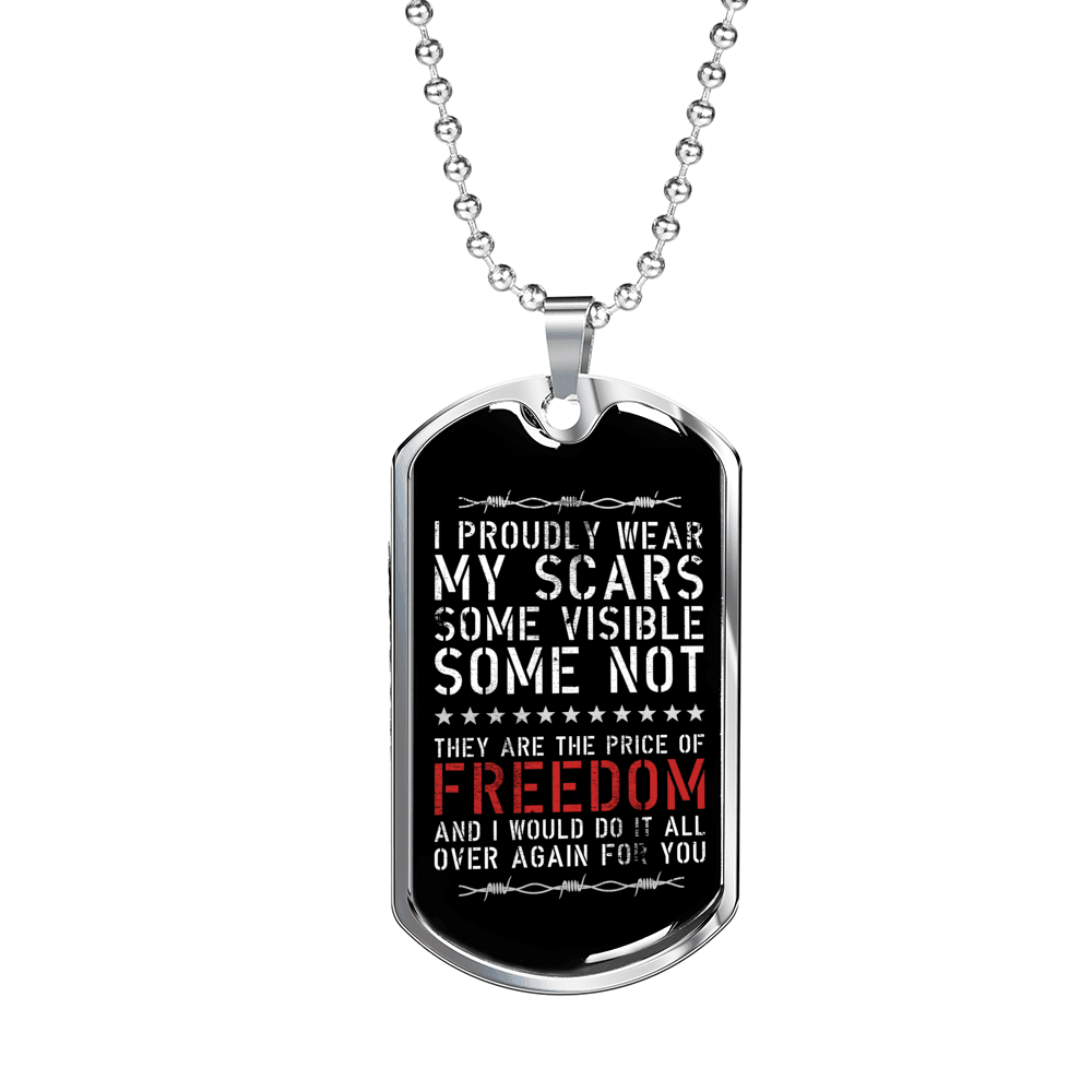 Designs by MyUtopia Shout Out:The Price of Freedom Personalized Engravable Keepsake Dog Tag,Silver / No,Dog Tag Necklace
