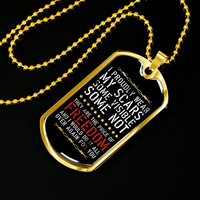 Load image into Gallery viewer, Designs by MyUtopia Shout Out:The Price of Freedom Personalized Engravable Keepsake Dog Tag
