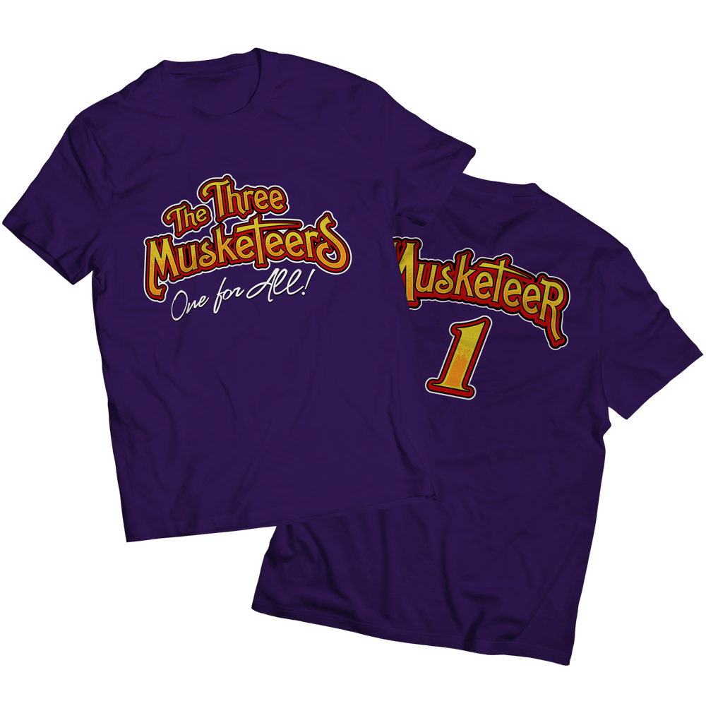 Designs by MyUtopia Shout Out:The Three Musketeers #1 Double Sided Print Adult Unisex Purple T-Shirt,S / Purple,Adult Unisex T-Shirt