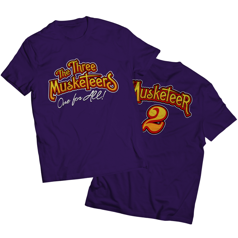 Designs by MyUtopia Shout Out:The Three Musketeers #2 Double Sided Print Adult Unisex Purple T-Shirt,S / Purple,Adult Unisex T-Shirt