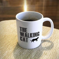 Load image into Gallery viewer, Designs by MyUtopia Shout Out:The Walking Cat White Ceramic Coffee Mug,11oz / White,Ceramic Coffee Mug
