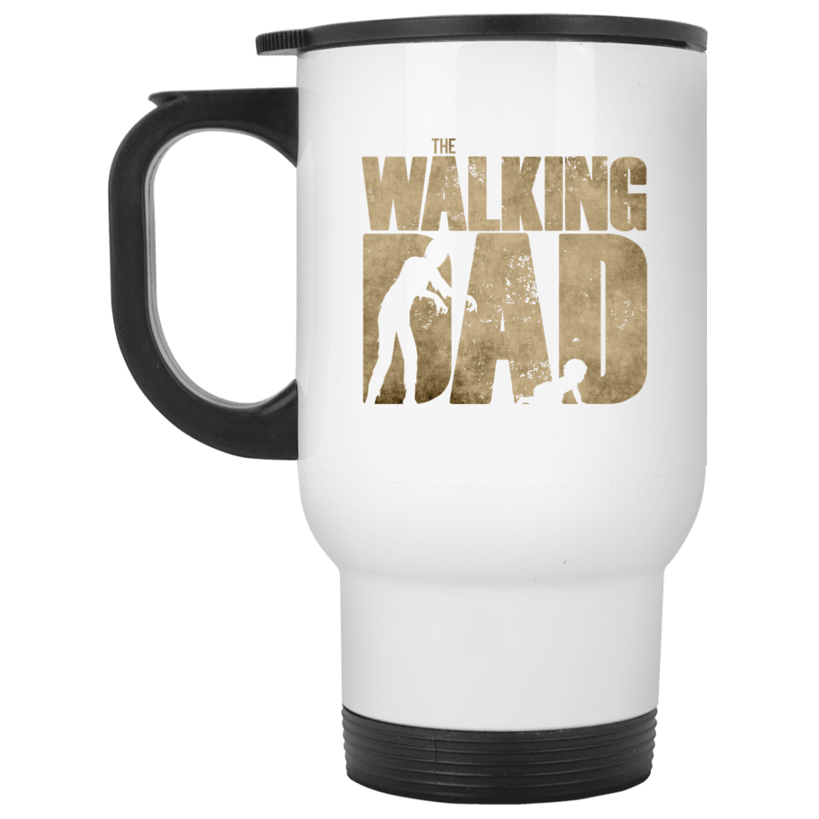 Designs by MyUtopia Shout Out:The Walking Dad 14 oz Stainless Steel Travel Mug,White / One Size,Travel Mug